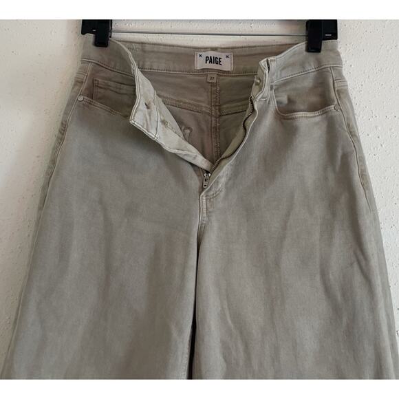 Paige Anessa Jeans Women 27 Wide Leg Denim Tan Non Distressed Wax Feel Soft EUC - Picture 2 of 10